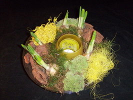 glazen schaal met voorjaar